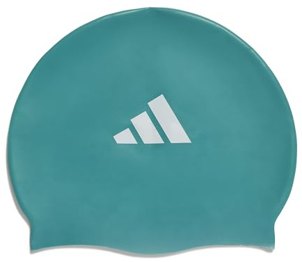 adidas Unisex Kinder 3-Stripes Swim Cap Kids, Pure Teal/White, One Size