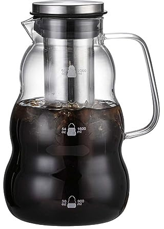 AXIKALB Coffee Pot Cold Brew 2000ml Kettle Glass Milk Juice Maker with Stainless Steel Filter Tea Maker For Home Office