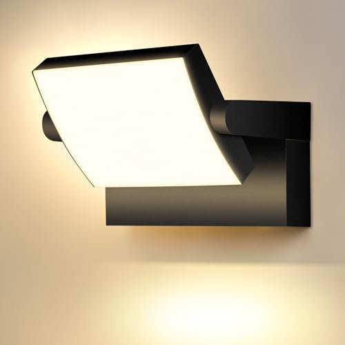 GXXG 40W Applique da Parete Esterno 4000LM Lampade da Esterno Angolo Regolabile Moderno Nero Appliques Interno Bianco Caldo 3000K, 108 LEDs, IP65 Impermeabil