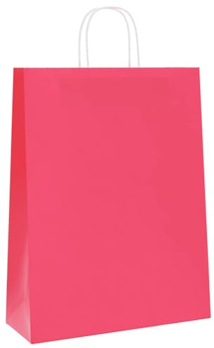 vidaXL Papiertragetaschen 250 Stk., Papiertüten mit Henkeln, Papiertüten, Geschenktüten für Einkaufen Hochzeiten Verpackungen Partys Geburtstag Weihnachten, Rosa 32x12x42cm