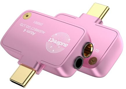 Audirect ATOM4 Tragbarer Audio-Decoder-Kopfhörerverstärker, 3,5 mm einseitig und 4,4 mm symmetrischer Ausgang, High-Fidelity-Klangqualität, leicht und tragbar (USB-C-Schnittstelle) (Rosa)