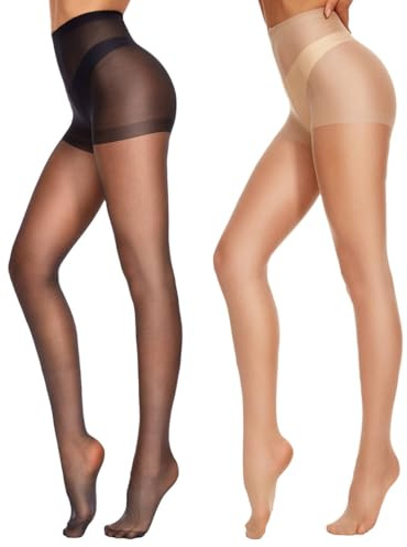 CozyWow 20 Denier Damen Strumpfhose Control Top Seidenstrümpfe Damenstrumpfhose mit verstärkten Zehen Hoch Taille