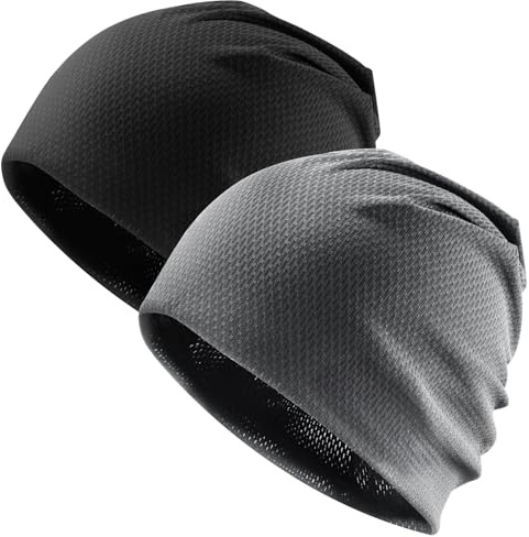 Trodalo 2 Pack Cooling Skull Caps for Men Women - Sweat Wicking Stretchy Cycling Caps, Sports Running Hats, Helmet Liner