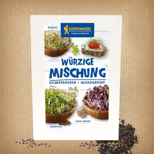 Kiepenkerl BIO Keimsprossen-Set “Würzige Mischung” 65736 - Verschiedene Keimsprossen & BIO-Microgreens für eine große Sprossen-Vielfalt - Radies, Brokkoli & Alfalfa
