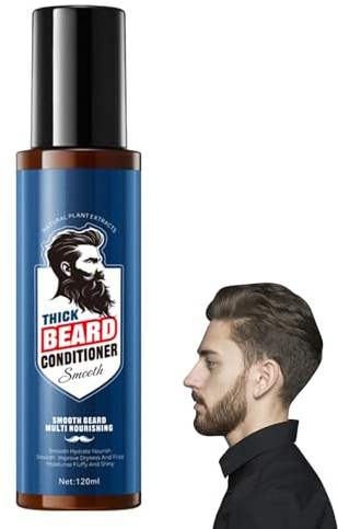 Acondicionador de barba con aceite de argán, acondicionador de barba natural para barba suave y cuida el pelo seco, vegano, fortalece el vello de la barba y reduce las puntas abiertas