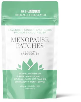 BioMiracle 30 Natural Rellief Menopause Patches Lavender, Ginger, and Herbs Promote Calm Relief, Vegan + Cruelty Free (Single)