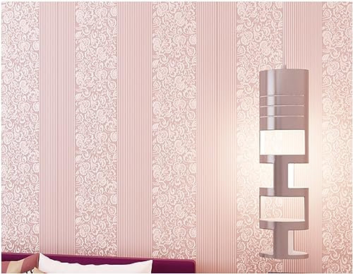 IHFMPFKJ Rosa Vliestapete, 0,53 m x 9,5 m, 3D, Moderne minimalistische vertikale Streifentapete, Prägetapetenrolle für Wohnzimmer, Schlafzimmer, TV-Hintergrund