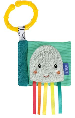 Fehn Mini-Knisterbuch Tintenfisch – Stoffbuch mit Tier-Motiven zum Greifen | 6 Seiten mit spannenden Farben und Funktionen zum Fühlen und Staunen – ein perfekter Begleiter für zuhause und unterwegs