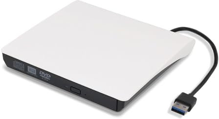 Supernic 3.0 External DVD Drive Portable USB DVD CD RW Writer Reader CD-RW/DVD-RW Player Burner Compatible for Windows Laptop (White)