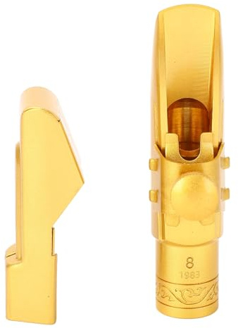 Drfeify Altsaxophon-Mundstück, Vergoldetes Messing, 8C Altsaxophon-Mundstück für Es-Saxophon-Ersatz, Heller, Fokussierter Ton für Anfänger und Erfahrene Spieler