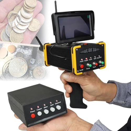 PPLDABNK Detector Metales PortáTil, Detector Oro Profesional Alta PrecisióN con Pantalla Grande, DeteccióN Remota Inteligente 324 Pies, Buscador Metales SubterráNeos para Oro, Plata Y Cobre,Yellow