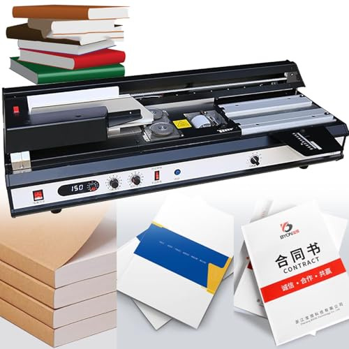 Encuadernadora inalámbrica automática de pegamento termofusible para documentos A4, lomo de 40 mm, eficiencia de 220 libros/hora, sin fresado, radio de columna ajustable para oficina y escuela