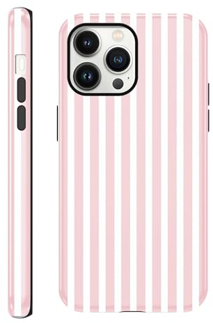 Yirlbey Righe Striped Estivi Cover per iPhone 13 Pro 6,1, Custodia Aesthetic Summer Bianco Rosa Stripes Disegno Design Motivo Antiurto Brillantini Silicone Posteriore Protettiva Case per Ragazze