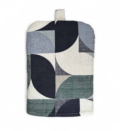 CUSHIONS2U Geometric Navy Beige Cafetière Cosy, Reno Mineral
