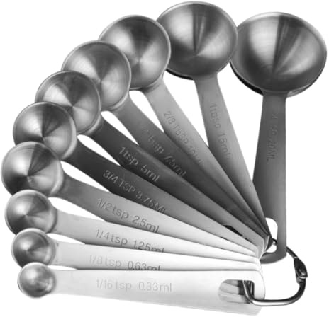HOLIDYOYO Cucharas Medidoras de Acero Inoxidable Pulido Herramienta para Hornear con Escala Precisa Resistente y Compacta para Cocina y Repostería