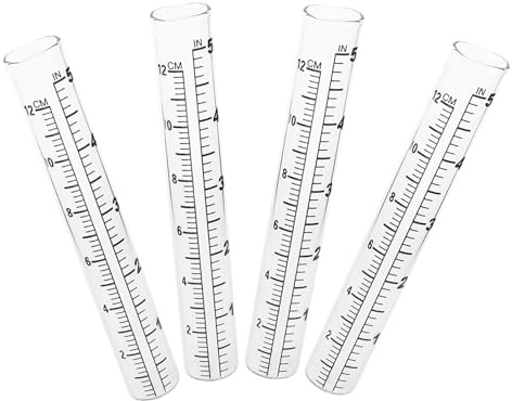 BAZEITFLOW 4 Stück Regenmesser Ersatzrohre aus Glas Transparente Messzylinder für Garten und Hof Wetterbeständig Einfacher Austausch Präzise Niederschlagsmessung im Außenbereich
