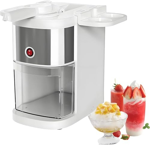 MiBoce Kommersiell iskrossare, 200 W snökonmaskin, med 2,5 L ishink, dubbla blad i rostfritt stål, snabb iskrossning, hög effektivitet 80 kg/h, 7 cm isinlopp, för slushies och frysta drycker