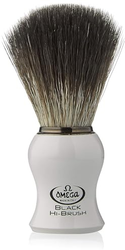 Omega 0196745 - Fiber Rasierpinsel Black Hi-Brush, Weiß