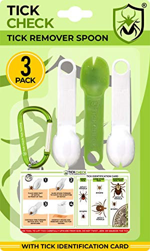 TickCheck Lightweight Tick Remover Tools with Free Tick ID Card & Carabiner 1 Set (3 Spoons)