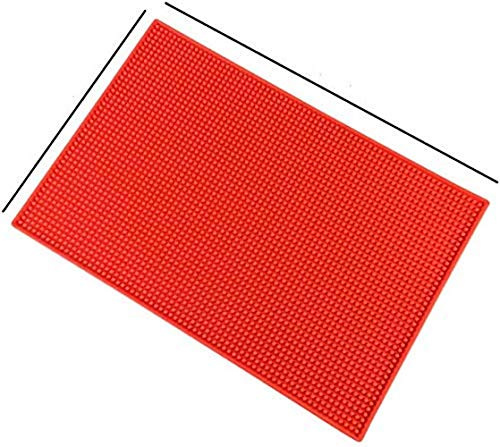 ausuky Gummi-Barmatte, großer Barläufer, Glasabtropfschale, Bier-Untersetzer, für Kneipen, Clubs, Bars, Zubehör, zuschneidbare Matte, rot, 30 * 45cm