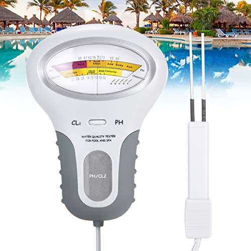 Vogueing Tool Testeur de niveau de chlore et de pH 2 en 1 - Portable - Analyse de la qualité de l'eau - Pour piscine, spa, aquarium