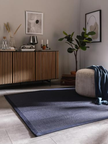 benuta Nest Sisal Naturfaser Teppich Sana - Blau 200x200 cm - Robuster Teppich für Esszimmer & Wohnzimmer - 100% Sisal Naturfaser - Zeitloses Design