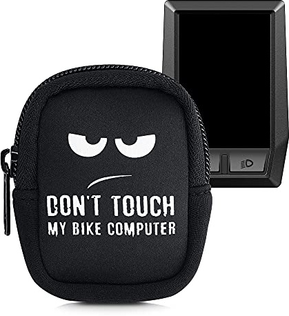 kwmobile Tasche kompatibel mit Bosch Kiox/Kiox 300 - Bike GPS Hülle Don't Touch My Bike Computer Weiß Schwarz