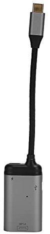 Adaptador de Cable de USB-C a DP, Fuente de convertidor de Carga PD de 100 W, Salida de Video de aleación de Aluminio de 8 K a 60 Hz