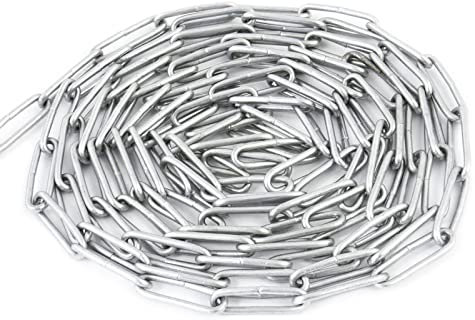 DQ-PP Stahlkette Stahl C15 – 3mm – 50m – Langgliedrig C2 – Verzinkt – DIN 5685 – Absperrkette – Metall – Rundstahlkette – Eisenketten – Absperrketten – Zurrketten