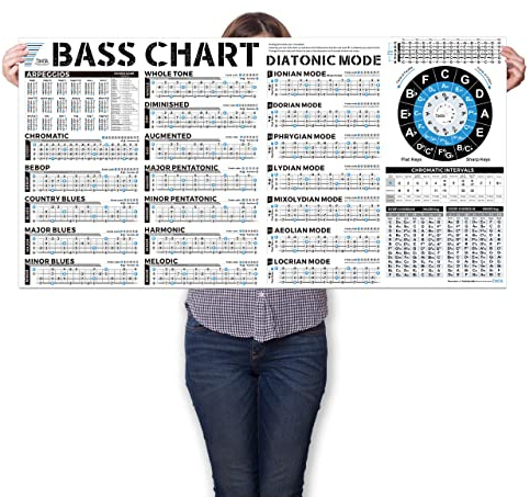 Bass Gitarre Tonleitern Poster, E-Bässe Skalen | Bassgitarre Arpeggios | Quintenzirkel | Bassgitarreübungen | Bass Gitarren Griffbrett Lernen, für anfänger Werde Meister des Bässe Gitarre Griffbretts