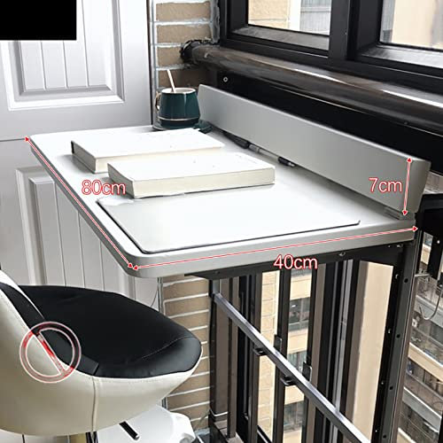 HDZNDH Balkontisch Klappbar Hängetisch, Balkongeländer Tisch, 5-Fach verstellbare Tischplattenhöhe, Balkontisch Wetterfest, Stehtisch Outdoor, für Balkon, Garten (Color : White, Size : 120 * 40cm)