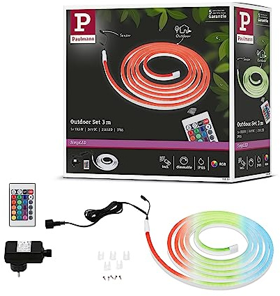 Paulmann 78889 LED Stripe SimpLED Outdoor 3m IP65 72LEDs/m RGB incl. 1x19,5 Watt dimmbar Lichtband Weiß Kunststoff