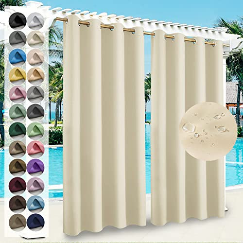 YangAera Outdoor Vorhang Wasserdicht UV Schutz Sichtschutz Sonnenschutz Gardinen mit Ösen, Outdoorvorhänge für Balkon Terrasse Veranda Pergola Gartenlaube - 2# (1 Stücke/ B304CMxH213CM)