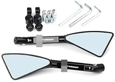 Motorrad Rückspiegel Universal 1 Paar Motorradspiegel CNC Side Rearview Lenkerendenspiegel Für SUZUKI SV650 Für SV 650 2016 2017 2018 Lenkerendenspiegel (Farbe : Schwarz)