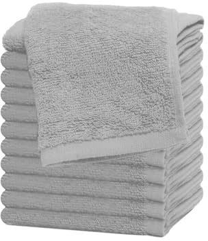 Westlane Linens 100% Cotton Face Cloths Flannels & Washcloths 500 GSM Super Soft Hotel Quality (Light Grey, 12 Pack)