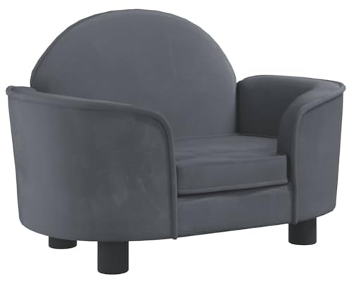 vidaXL Hundebett, Hundekissen mit weicher Polsterung, Hundesofa Hundecouch für kleine Hunde Haustiere, Haustierbett Katzenbett, Dunkelgrau Samt