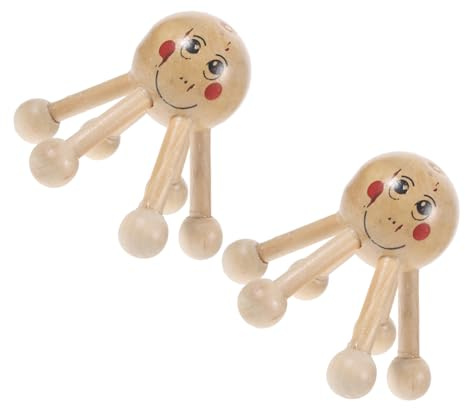 2 Stück Holz Kopfhautmassagegerät für Kopfhaut Braun | Handkopfmassagegerät, Beneficial To Hair And Scalp, Break Resistance, Verarbeitung