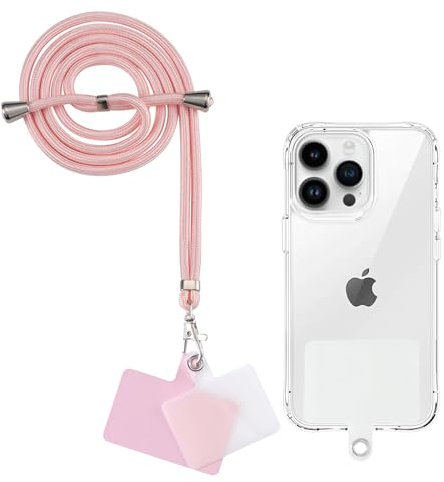 Yoedge Cordón Cuerda Universal Correa Colgante para movil con 2 Phone Lanyard Parcheas, Correas Ajustable Cuello Cadena de Nylon con Todos los teléfonos Inteligentes con Llaver, Oro Rosa