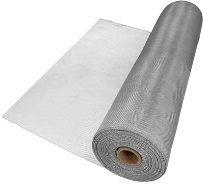 Tela Mosquitera Aluminio 18x14 Ancho 60 cm. Rollo 30 Metros. Malla Mosquitera Aluminio Anti Mosquitos, Antimoscas,