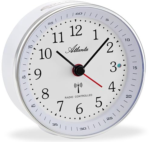 1868/0 Réveil radio-piloté sans tic-tac avec lumière Snooze Crescendo Affichage analogique Blanc