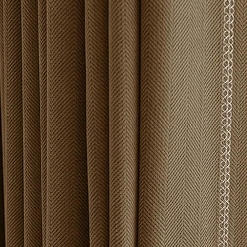 Ayoiow Black Out Curtains, Vorhänge Verdunklung Mit Ösen, Chenille Vorhang Schlafzimmer 2Er Set, Braun, 137X214CM