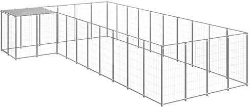 CIADAZ Hundehütte, silberfarben, 13,31 m², Stahl, Käfig für Hunde, Hundekäfig, Haus 218