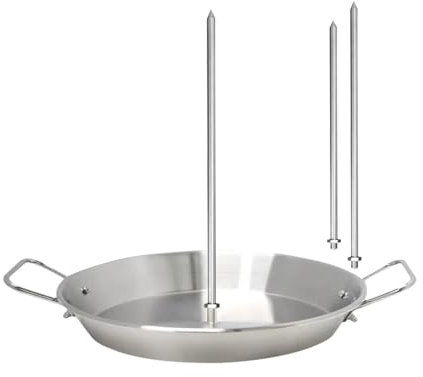 Uozonit Supporto per spiedo verticale, spiedino verticale per barbecue - Spiedo Al Pastore Per Carne Verticale Con 3 Punte Rimovibili | Padella per grigliata brasiliana con supporto per spiedini per