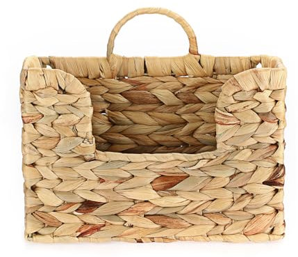 TOLIDA Natürlicher Wandkorb aus Wasserhyazinthe Dekoratives Aufbewahrungskorb für Wand oder Tür Seegras Gewebter Wasserdichte Aufbewahrungskiste für Briefe, Rechnungen, Zeitschriften, Blumen