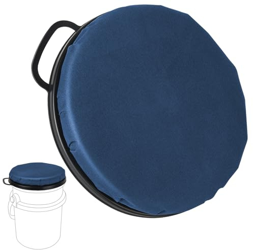 Wizcave Asiento de Cubo de 5 galones con Tapa giratoria, Parte Superior Acolchada para Sentarse cómodamente, Pesca al Aire Libre, Caza, jardinería, Entrenamiento de béisbol, Azul Oscuro