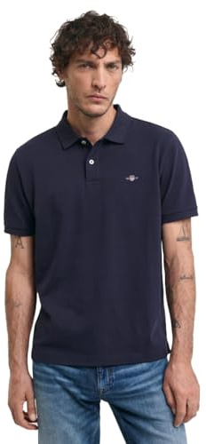 GANT Polo Reg Emb Archive Shield para Hombre, Azul Noche, XS