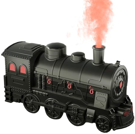 300ml Retro Steam Train Humidifier for Bedroom, Remote Control Essential Oil Diffuser Mist Humidifier with Auto Off/7 Light/Simulated Train Sound for Home Office Desktop (B)