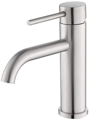 Soft Collection Sienna Bathroom Basin Mixer Tap,Premium Improved Quality Brushed Nickel, Hot & Cold Controls, Leak-Resistant, 1-Hole Deck Mount Tap UK Standard, Supports TeamWater with Every Purchase