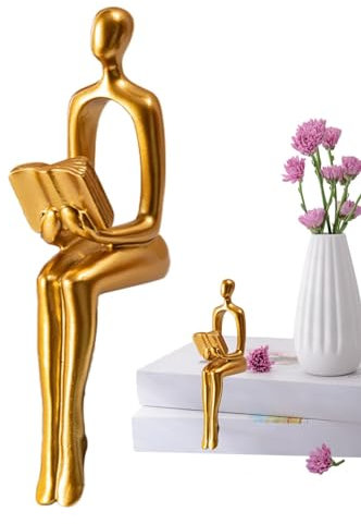 Estatua del Pensador de decoración Dorada, Escultura sentada Abstracta