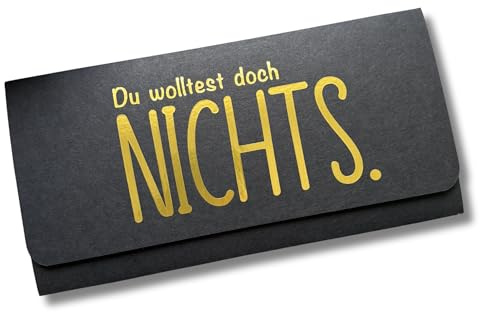 STEMPELPLATZ Nichts Gutschein Verpackung Din Lang Du wolltest doch nichts. für Konzertkarten, Tickets, Geld, NICHTS in schwarz gold (ohne Einlegeblatt)